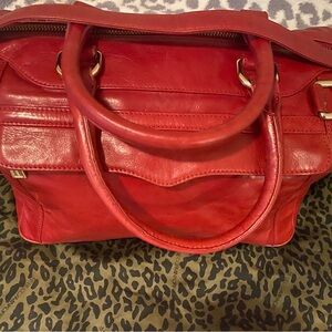 Rebecca Minkoff Red Large Leather Satchel with Gold-Tone Hardware